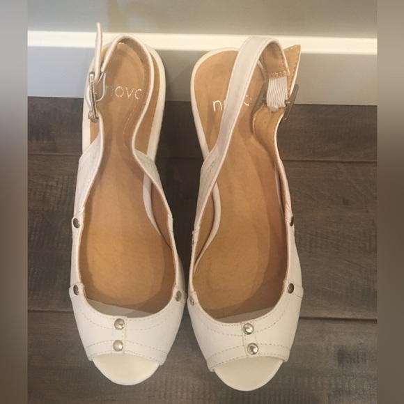 Novo White Slingback Wedge Sandals - Picture 2 of 3